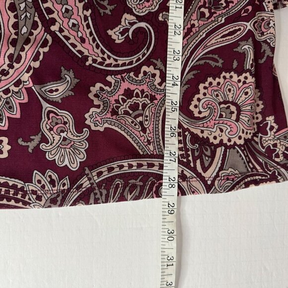INC Burgundy Paisley Sheer Beaded V Neck 3/4 Sleeve Blouse Tunic Size Small EUC - Picture 9 of 9